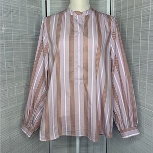 Chloé Stora Blouse Dilia 528 Stripe Excellent Condition Mandarin Collar Size 34